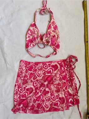 Target Pink and Cream Heart Print Swim Coverup Set